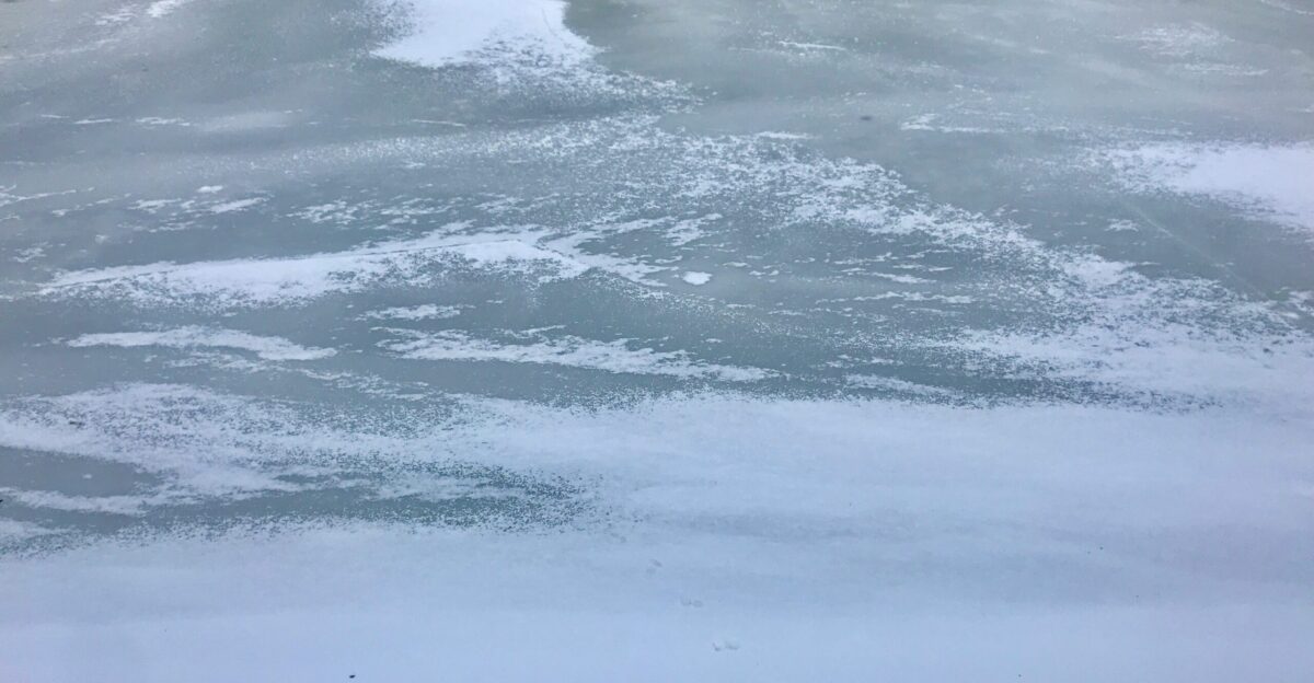 a view of the ice from an airplane window