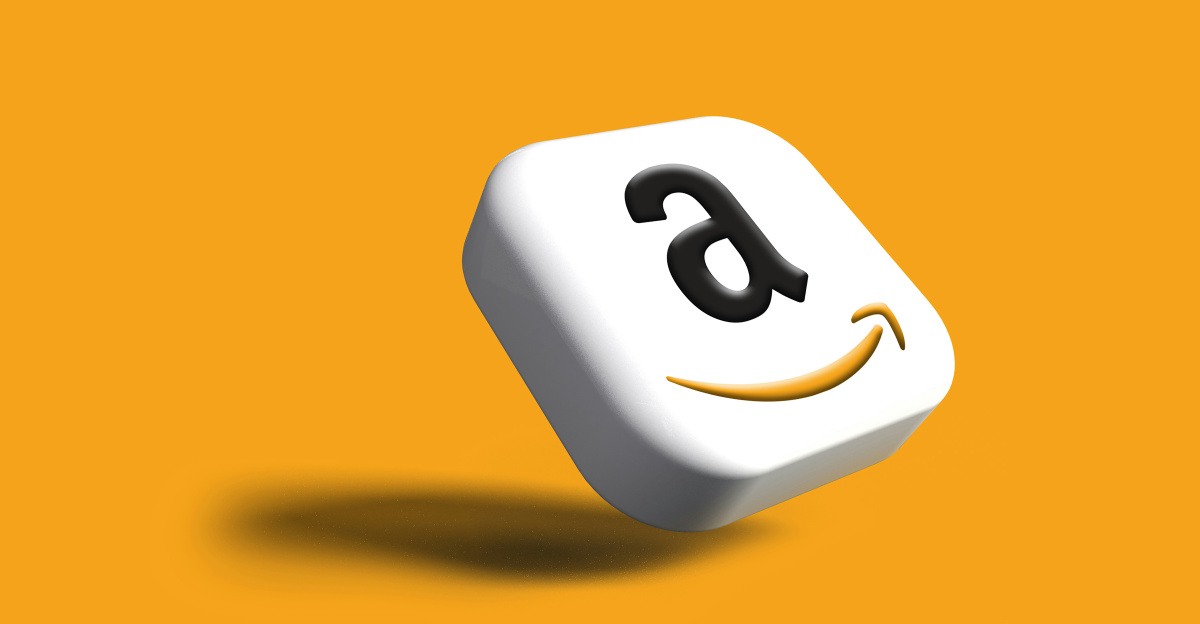 a close up of a dice with an amazon logo on it