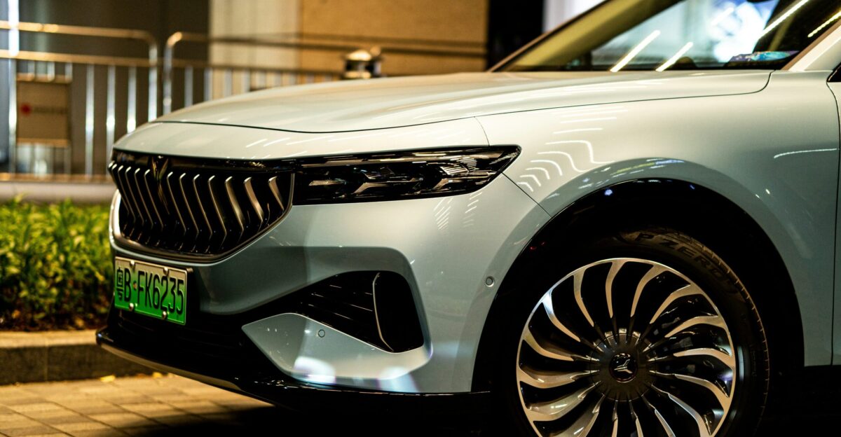a silver car parked on a street