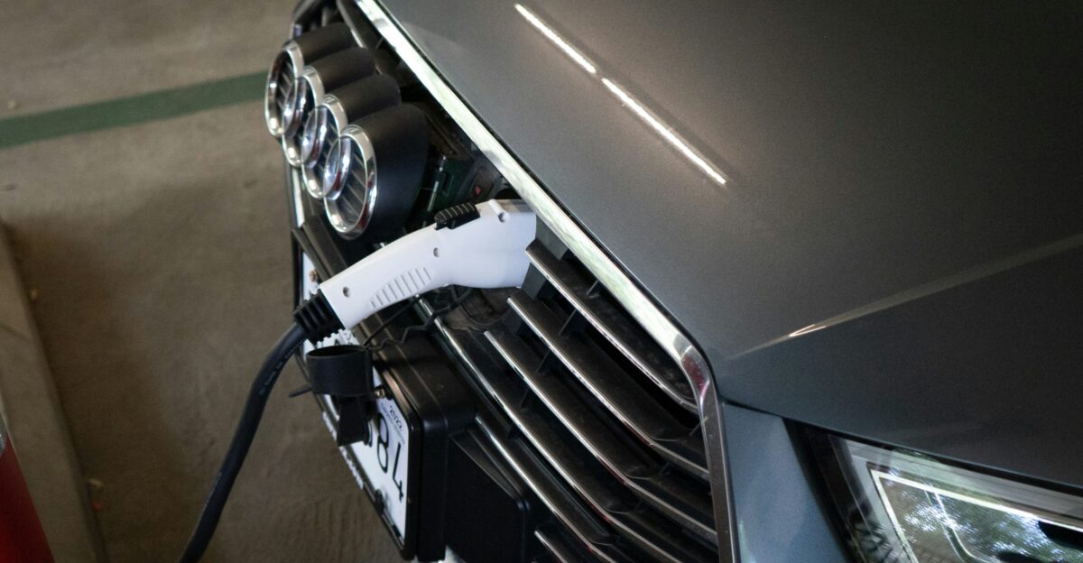 a car with a charging cable