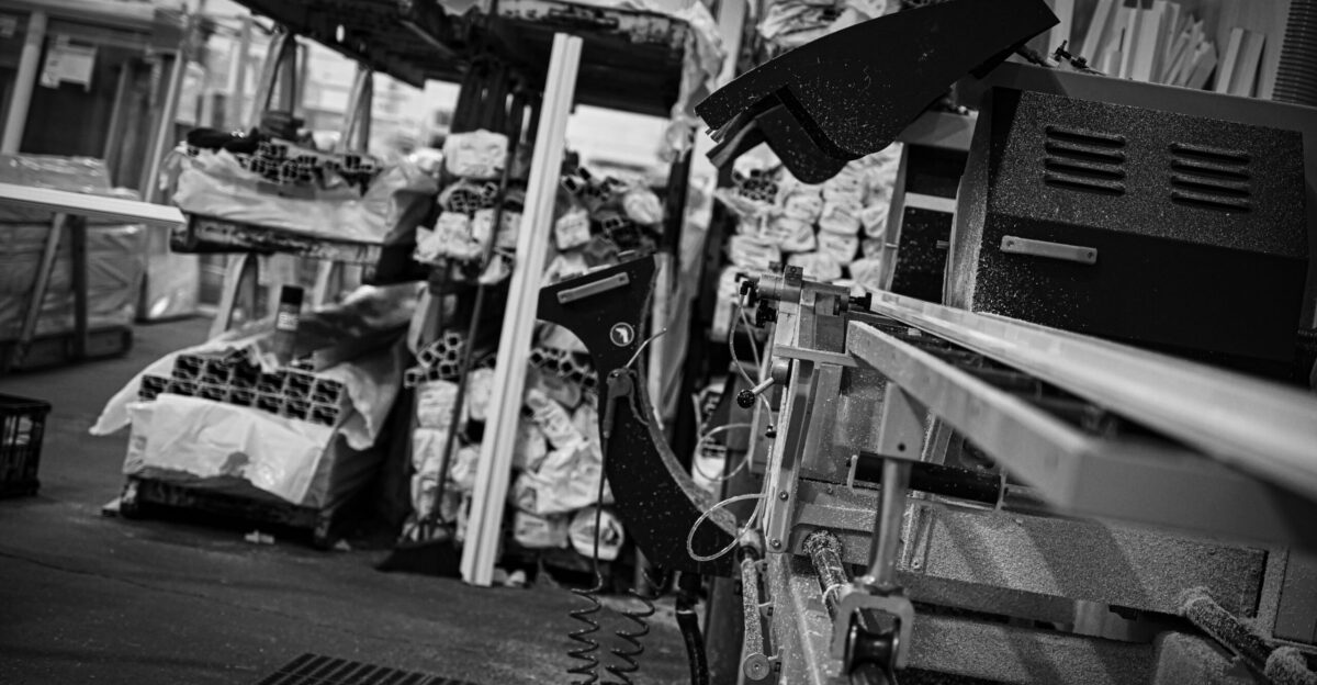 a black and white photo of a store