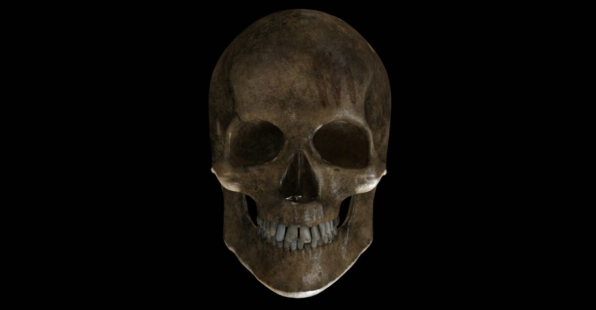 a skull with a black background