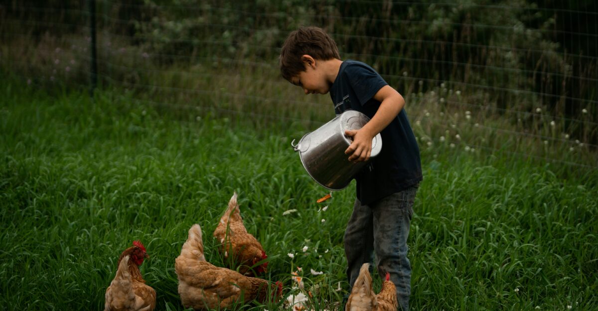 a boy holding a bucket of water