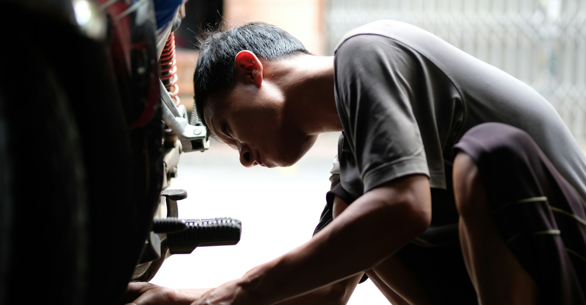 a man working on a machine