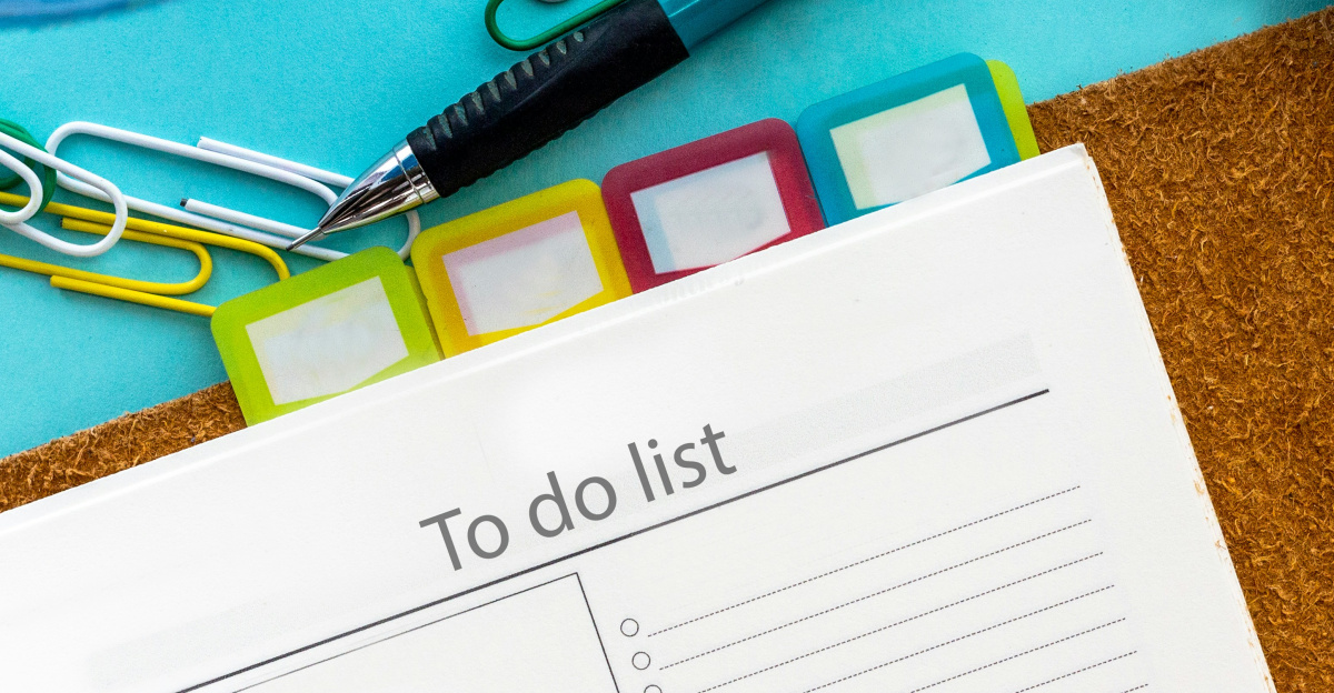 a calendar and scissors on a table