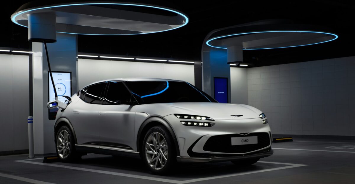 a white sports car in a showroom