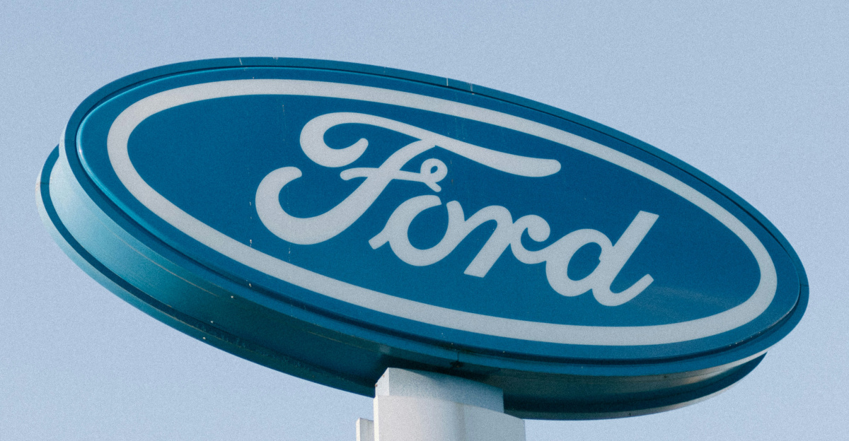 a ford sign is shown against a blue sky