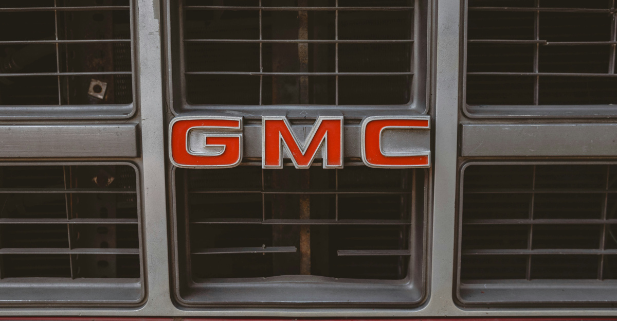 a close up of the grilles of a gmc truck