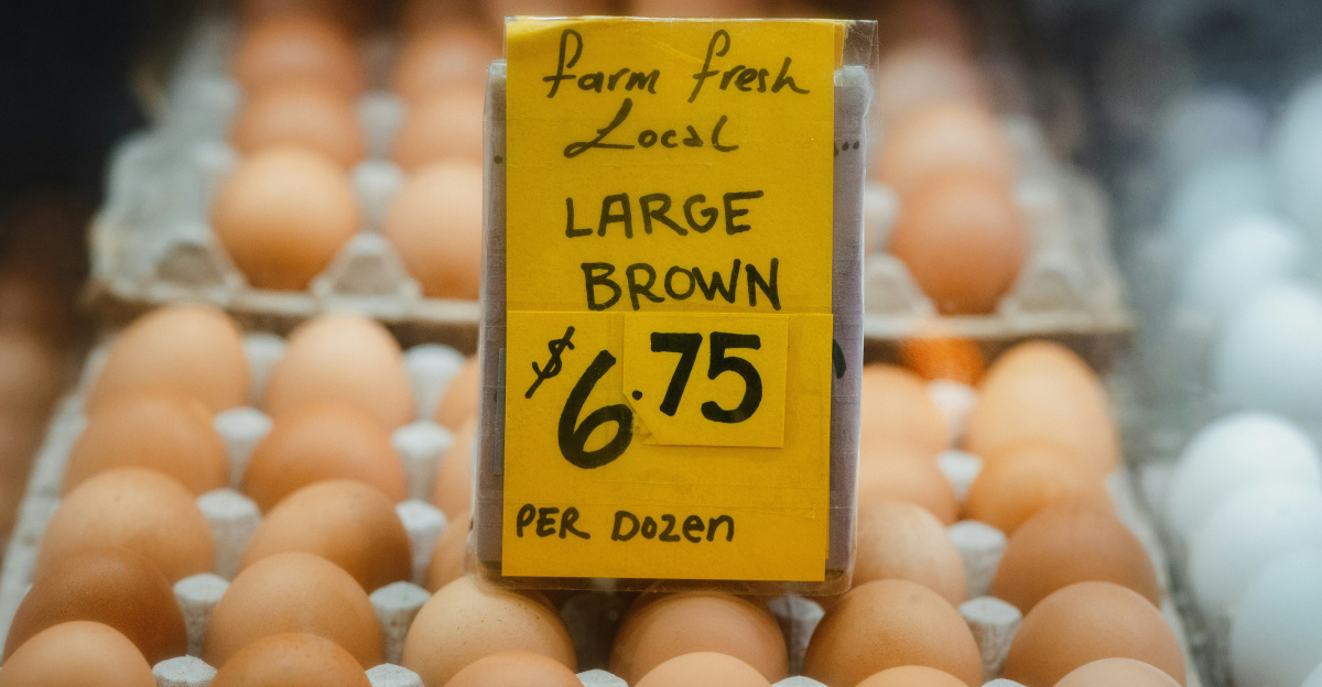 a bunch of eggs are for sale in a store