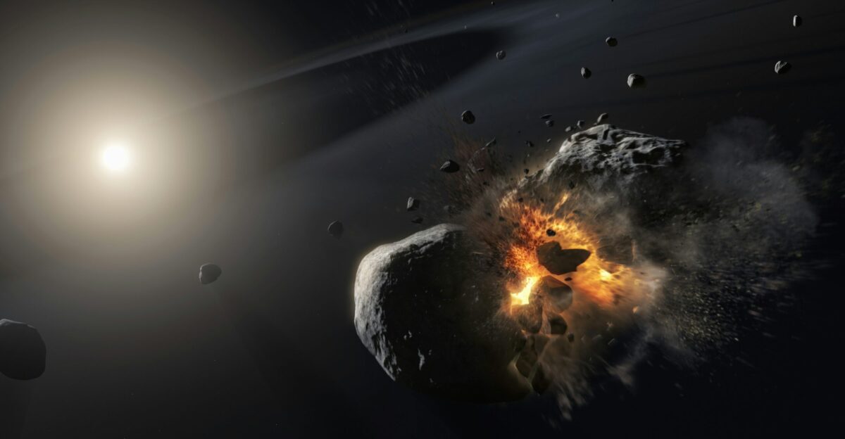 an artist s impression of a collision between two planets