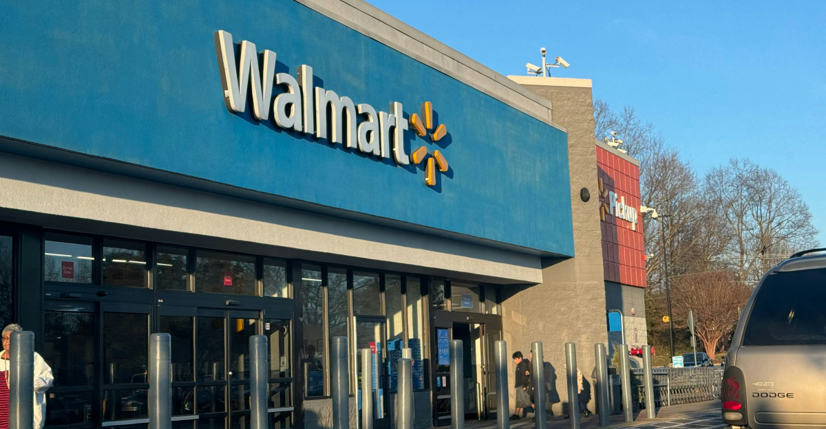 a walmart store with a car parked in front of it