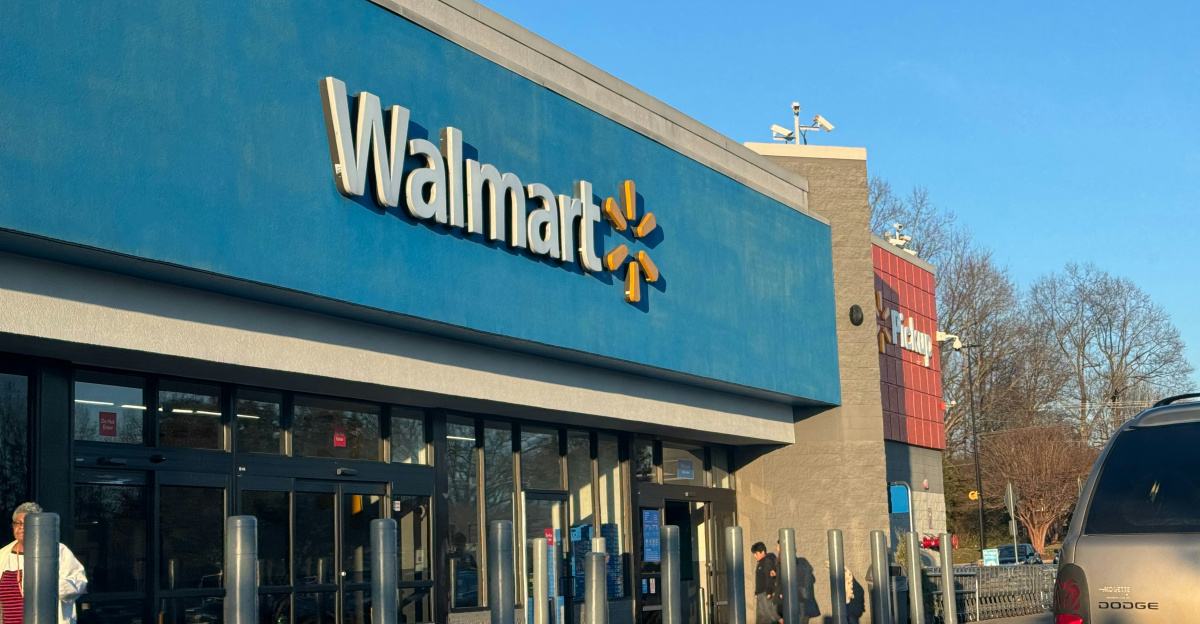 a walmart store with a car parked in front of it