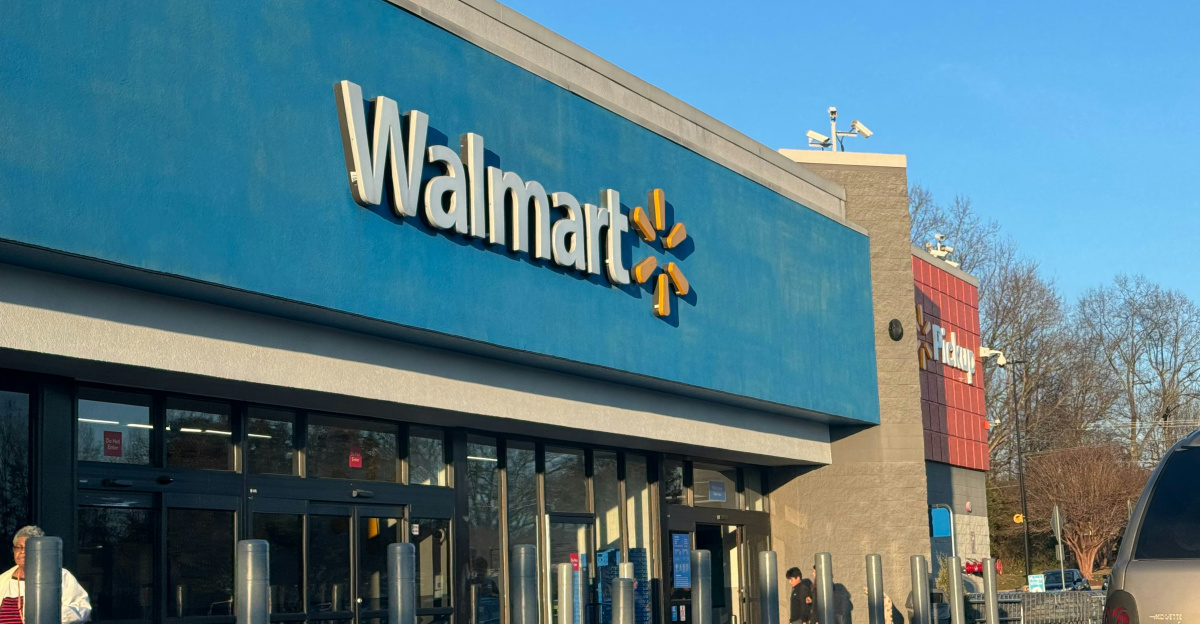 a walmart store with a car parked in front of it