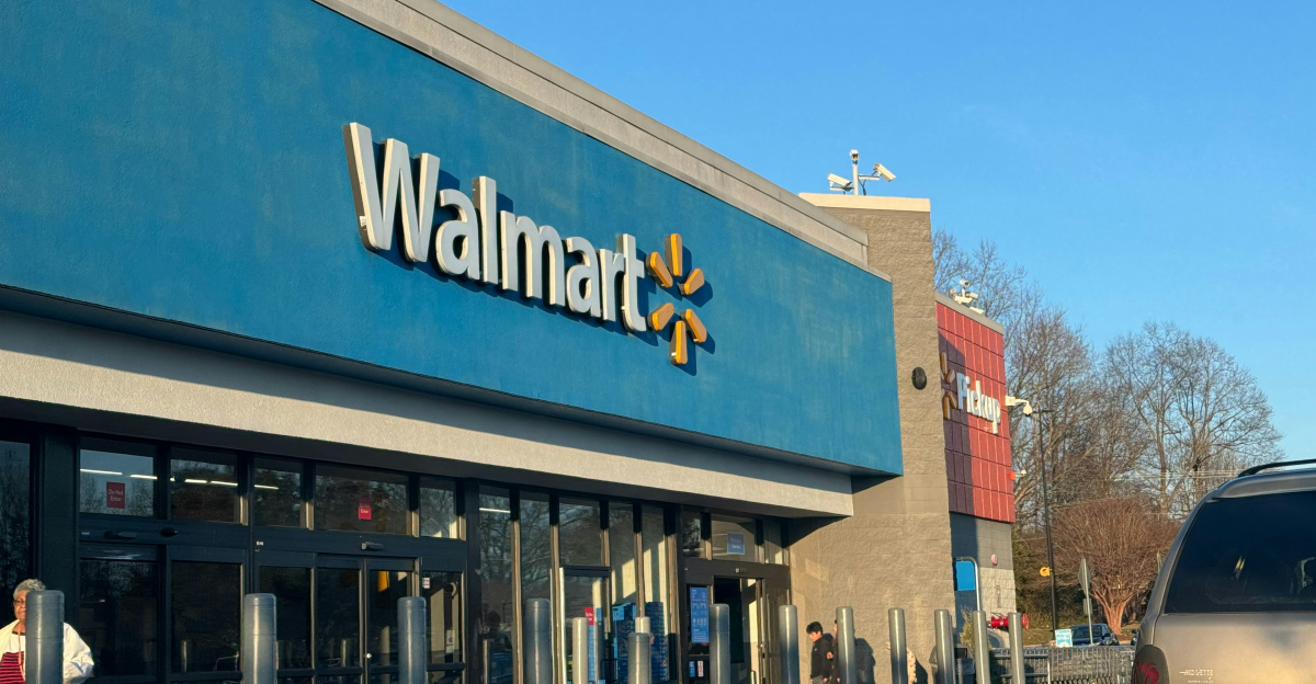 a walmart store with a car parked in front of it