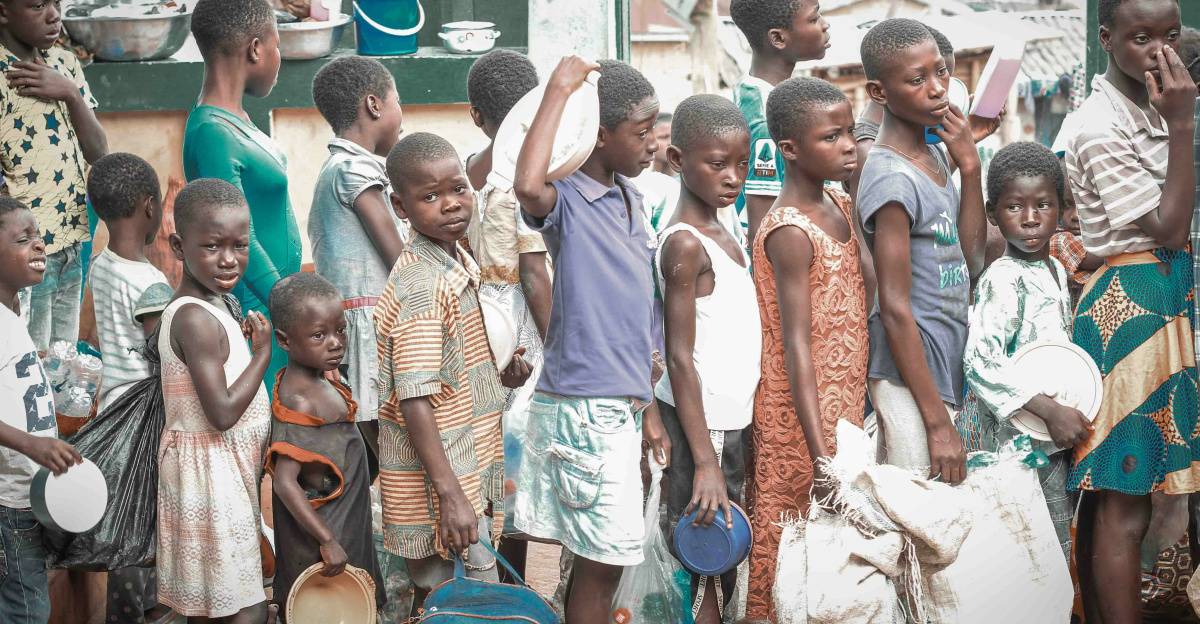 a group of children standing next to each other