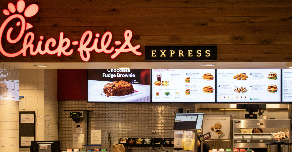 a fast food restaurant with a large menu