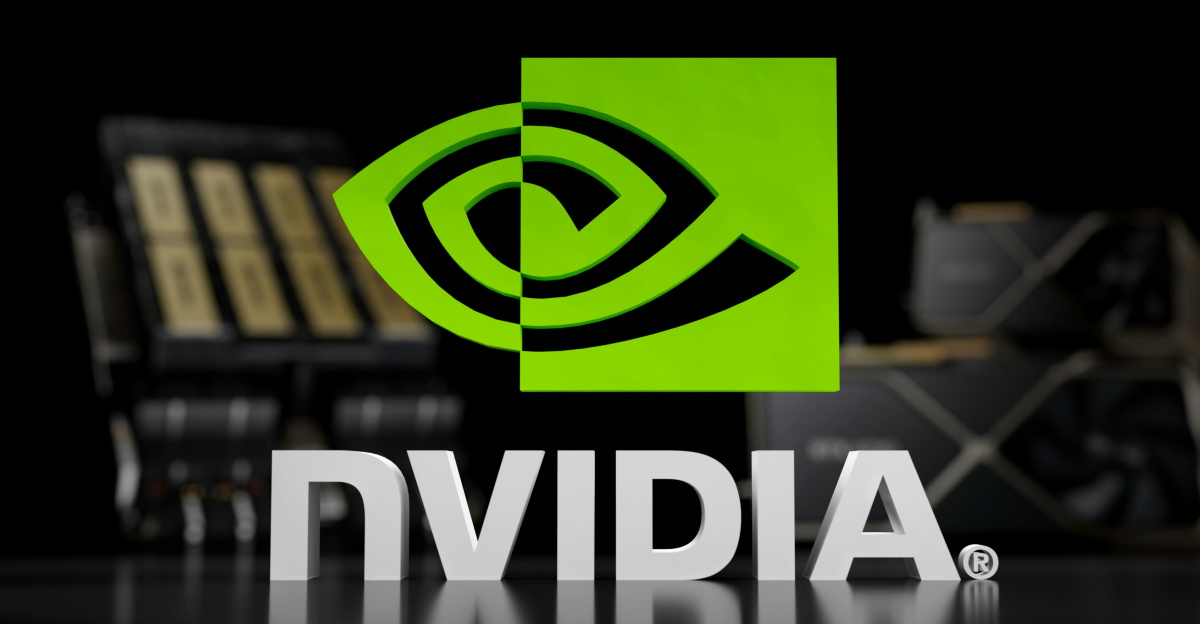 the nvidia logo is displayed on a table