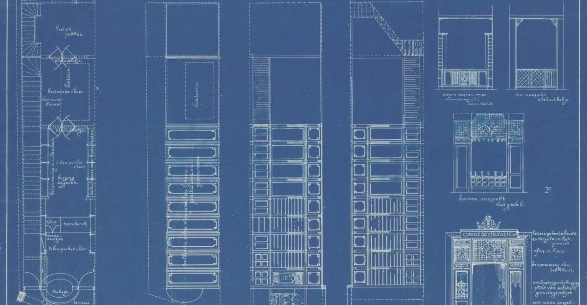A blueprint of a building with a bunch of windows