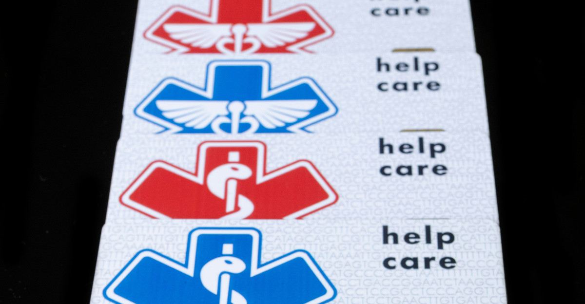 A card with a medical symbol on it