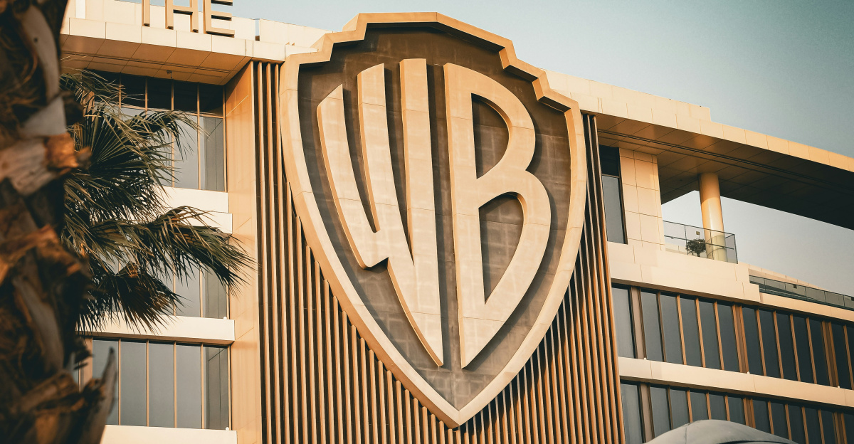 A picture of a building with a logo on it