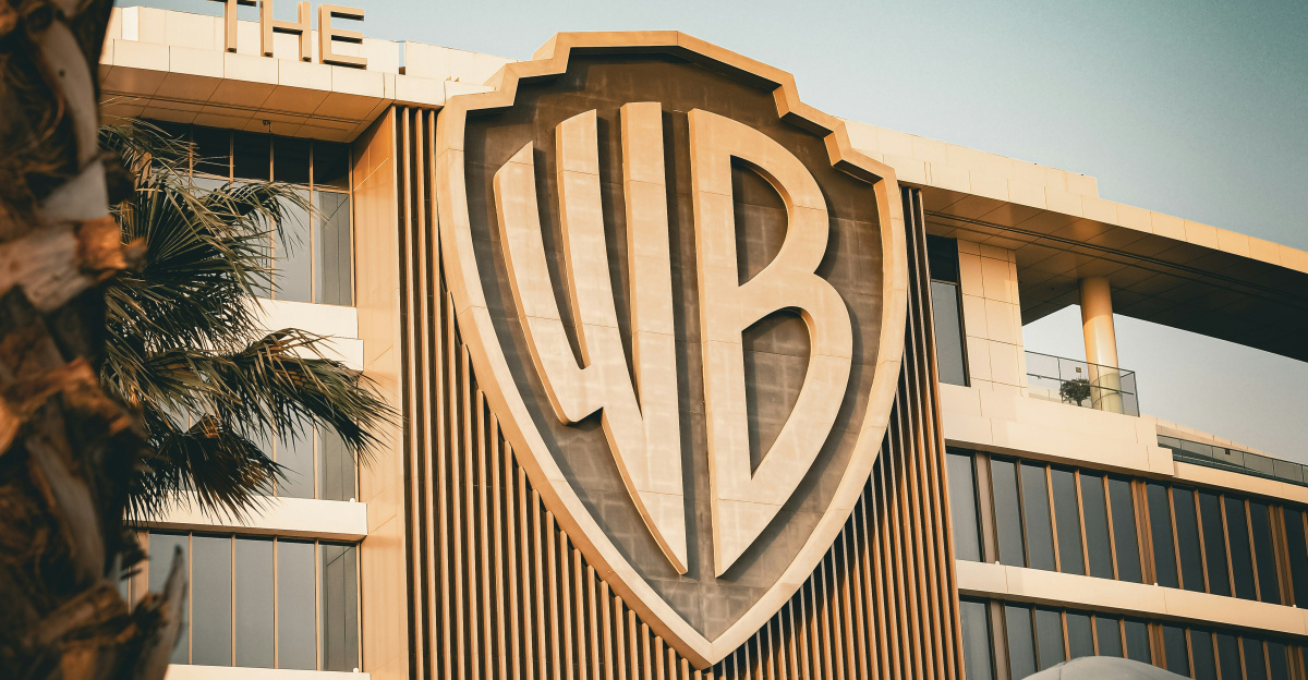 A picture of a building with a logo on it