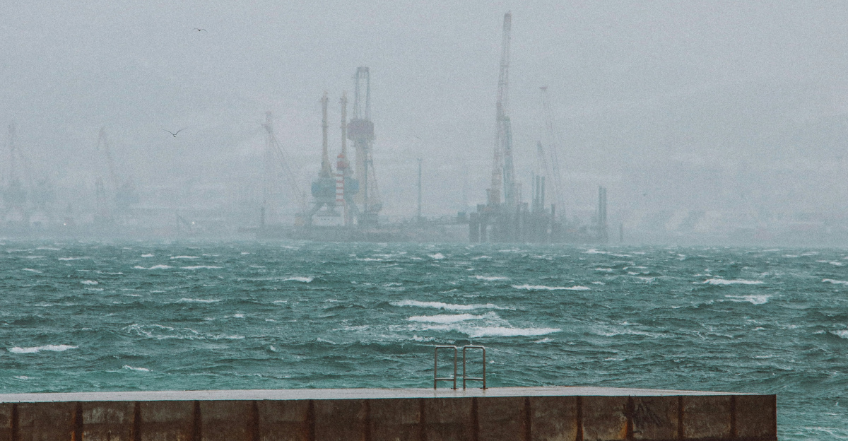 A pier in the middle of a body of water