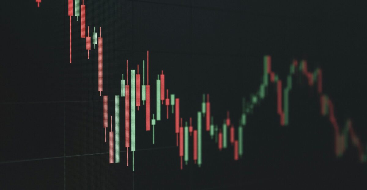 Stock market chart shows a declining trend
