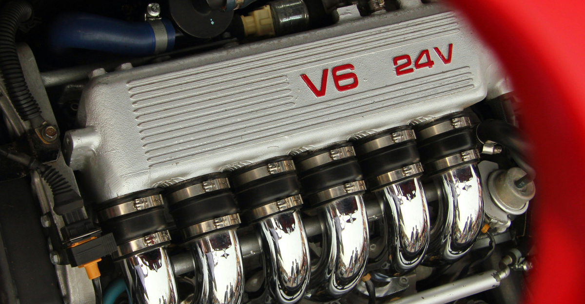 The image shows a car engine.