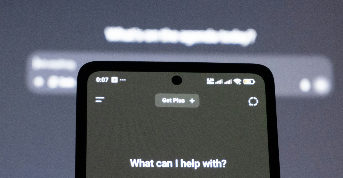 Smartphone screen displays ai assistant options.