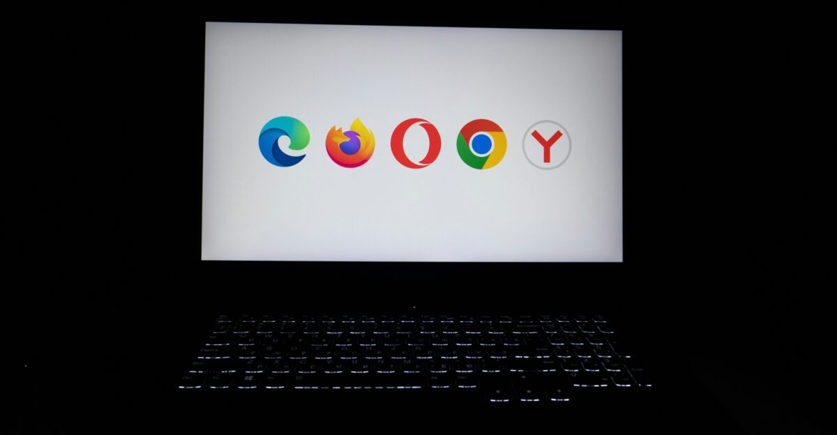 Browser logos displayed on a laptop screen