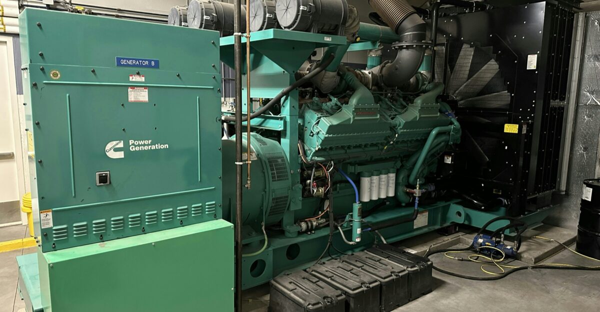 Diesel-powered generator of a hospital data center in Minnesota to be used in case of a power outage