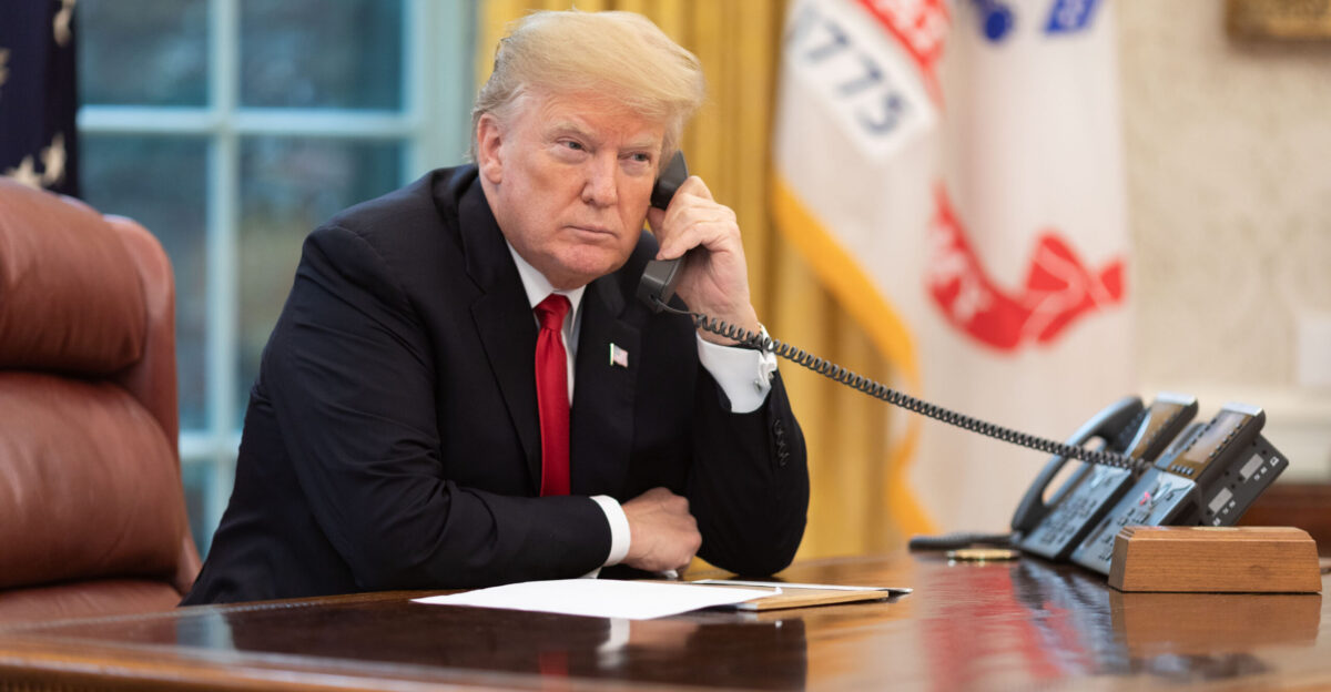 President Donald J Trump speaks on the phone in the Oval Office Wednesday Nov 14 2018 with Federal Emergency Management Agency Administrator Brock Long to receive the latest update on the devastating wildfires in California Official Whte House Photo by Joyce N Boghosian