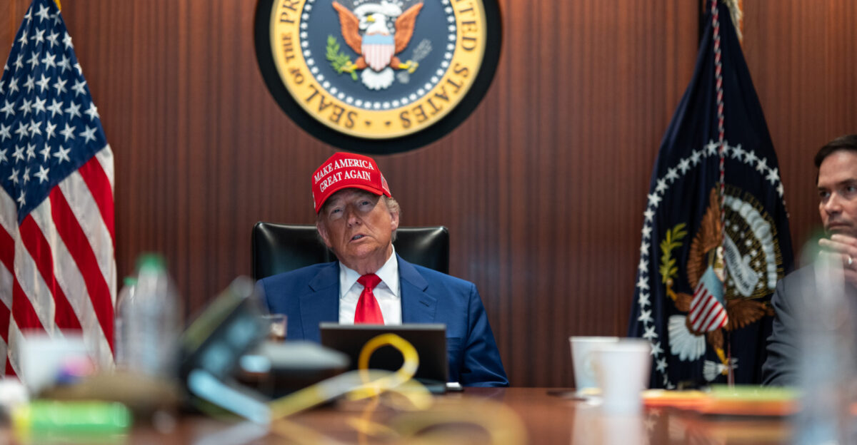 President Donald Trump and his national security team meet in the Situation Room of the White House Saturday June 21 2025 Official White House Photo by Daniel Torok