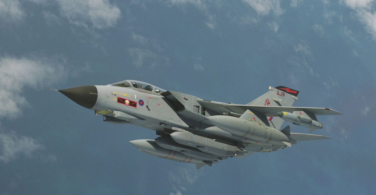 A Tornado GR4 aircraft with 617 Squadron based at RAF Lossiemouth is pictured fitted with the Storm Shadow cruise missile firectly under the fuselage This long-range air-launched and conventionally-armed missile equips RAF Tornado GR4 squadrons and saw operational service in 2003 with 617 Squadron during combat in Iraq prior to entering full service in 2004 Post deployment analysis demonstrated the missile s exceptional accuracy and the effect on targets was described as devastating Based on this performance it is arguably the most advanced weapon of its kind in the world Feasibility studies on a possible UK requirement for a Long Range Stand- Off Missile were originally commissioned in 1982 and work was eventually subsumed in 1986 into the NATO seven-nation Modular Stand- Off Weapon programme This project was however aborted and the UK subsequently withdrew With the end of the Cold War the UK s continued need for a stand-off requirement was reviewed and endorsed as part of the Options for Change exercise An international competition was launched in 1994 to meet the UK s Conventionally Armed Stand Off Missile CASOM requirement and seven companies responded Organization RAF Object Name GL-031319 Category MOD Supplemental Categories Equipment Weapons Missiles Storm Shadow Aircraft Offensive Tornado Keywords Royal Air Force RAF Equipment Weapon Missile Air to surface Air-Surface Casom Storm Shadow 617 Squadron Stormshadow Country UK