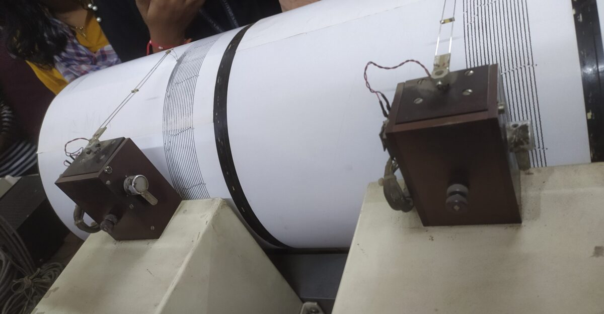 A seismometer is an instrument that responds to ground noises and shaking such as caused by earthquake volcanic eruptions and explosions