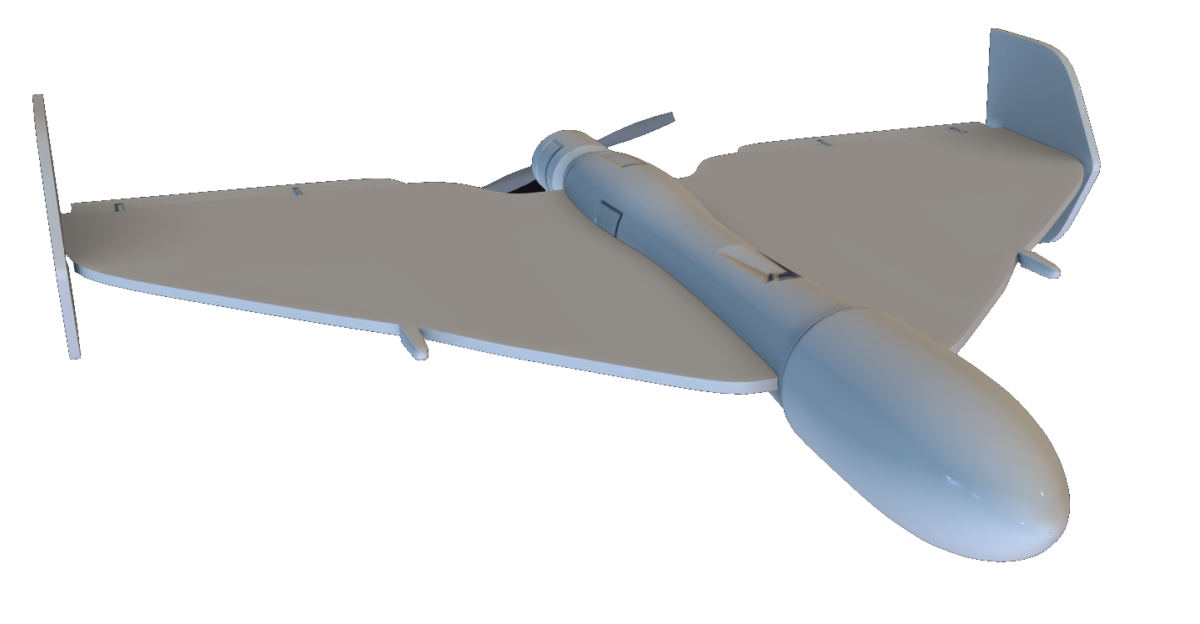 An artist rendering of a HESA Shahed 136 suicide drone