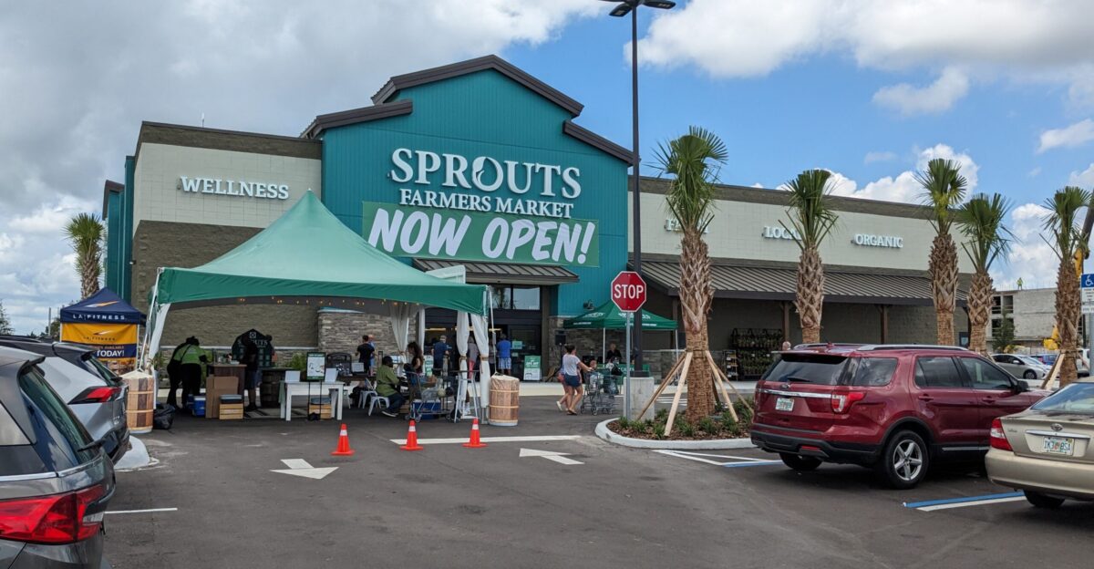 Exterior of Sprouts Farmers Market grocery store in Palm Bay Florida during it s grand opening