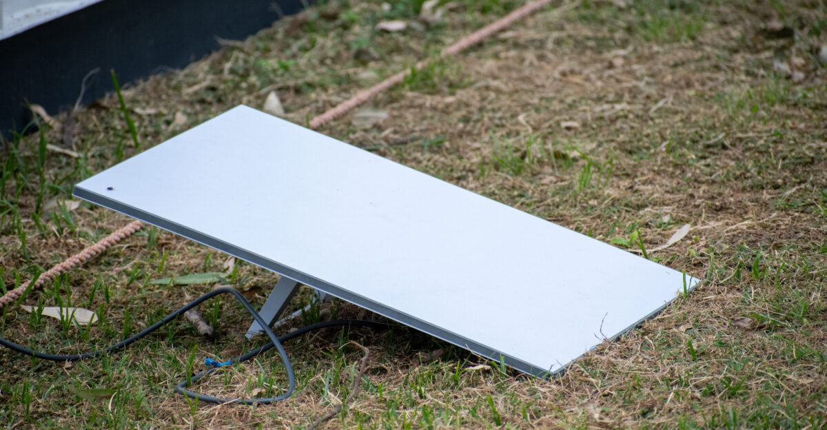 A Starlink antenna seen at St Albans Burzaco Buenos Aires Province Argentina