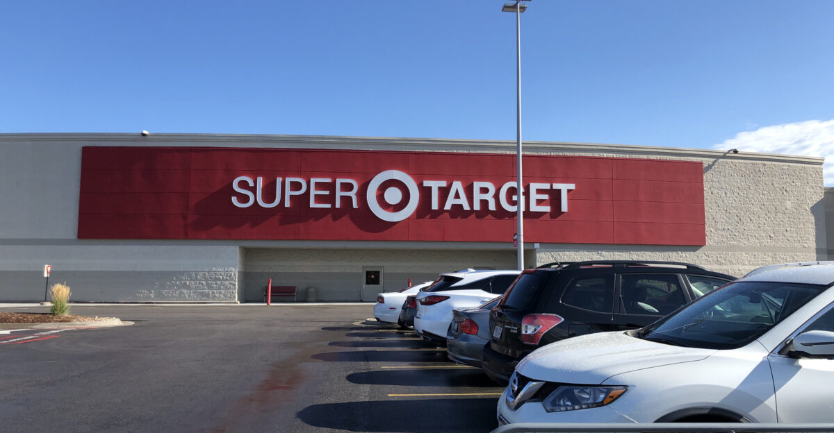 The exterior of a SuperTarget in Omaha Nebraska in 2020 This store was remodeled in October of 2017 Store 1777