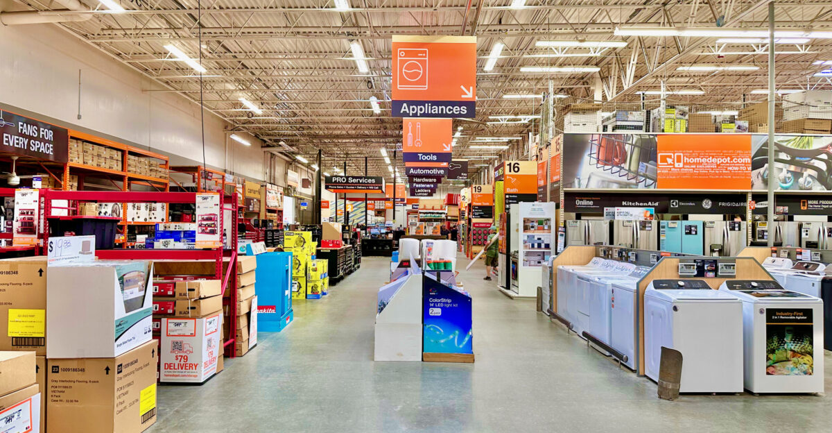 The appliances section of a Home Depot store in Blairsville Ga
