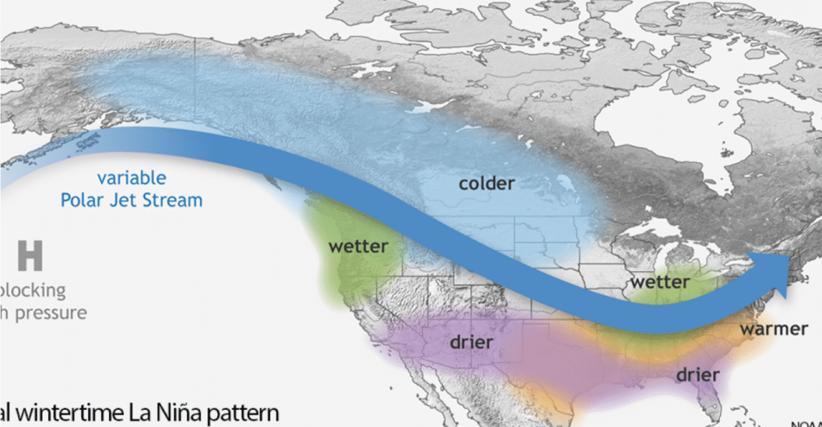 A typical winter La Ni a pattern as it affects the United States