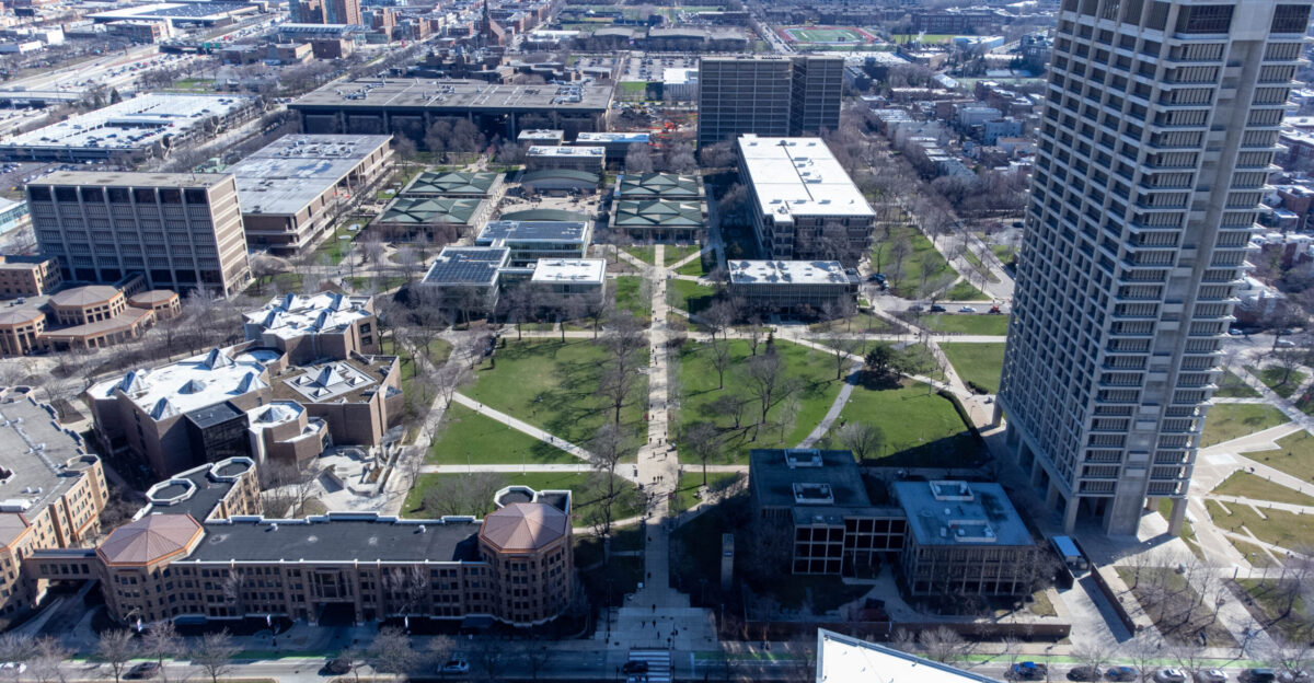 The University of Illinois Chicago quad in Chicago IL