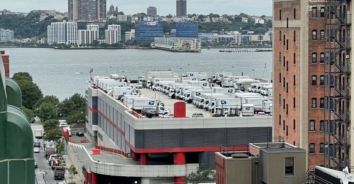 United States Postal Service Manhattan Vehicle Maintenance Facility Roof Hudson river in background
