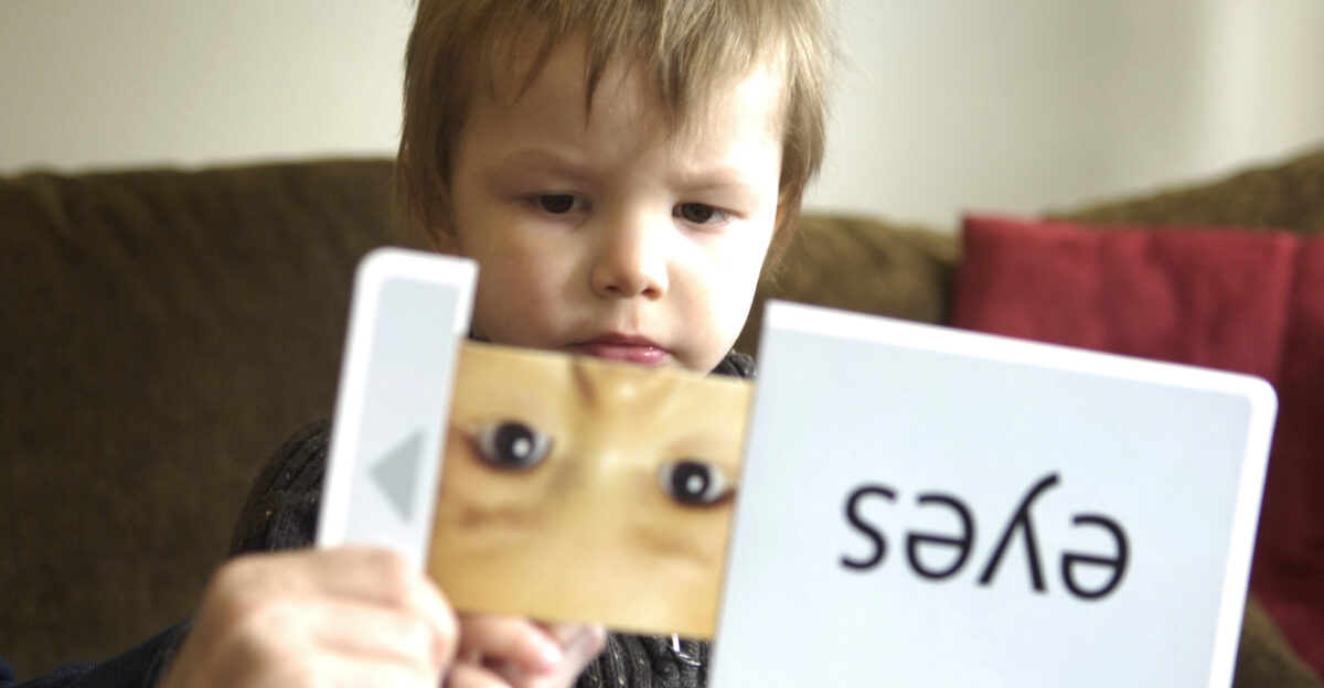 VIRGINIA BEACH Va March 10 2010 Three-year-old Joey Adams identifies items from flash cards during an in-home therapy session Adams diagnosed with severe Autism Spectrum Disorder is enrolled in the Exceptional Family Member Program EFMP a service-wide initiative designed to interface closely with the detailing process to ensure family members receive the care they require and service members can fulfill their career requirements and goals U S Navy photo by Mass Communication Specialist 1st Class Bruce Cummins Released