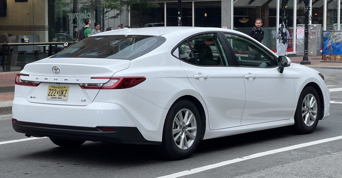 The rear of New Jersey plate Z22UKZ fictionalized license plate a privately operated Toyota Camry Photo taken on 2024 6 6