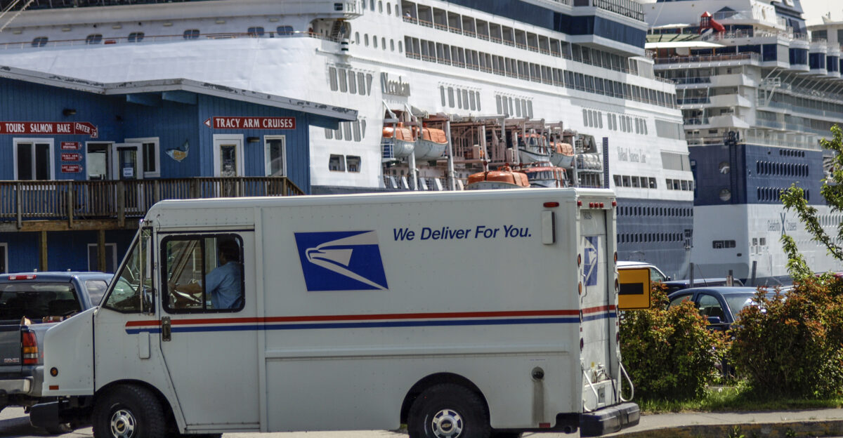 USPS Postal Van leaving Merchants Wharf Juneau