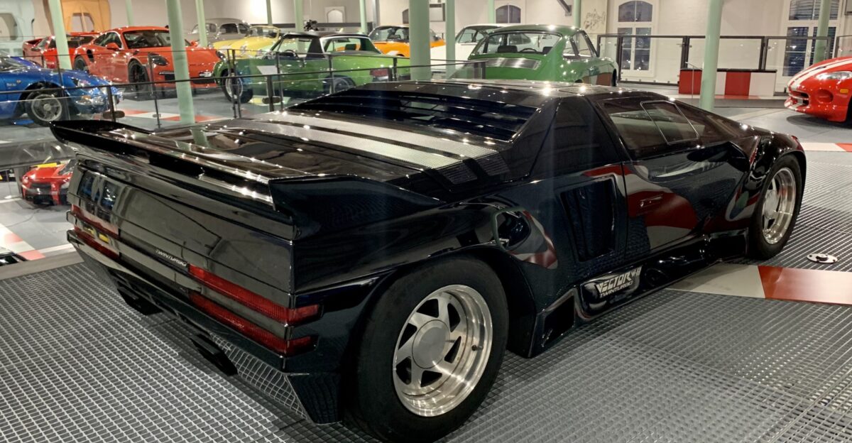 Vector W8 Twin Turbo sports car This is one of the only 17 models produced plus 2 prototype and is one of the permanent exhibit in Autobau erlebniswelt car museum in Romanshorn Switzerland