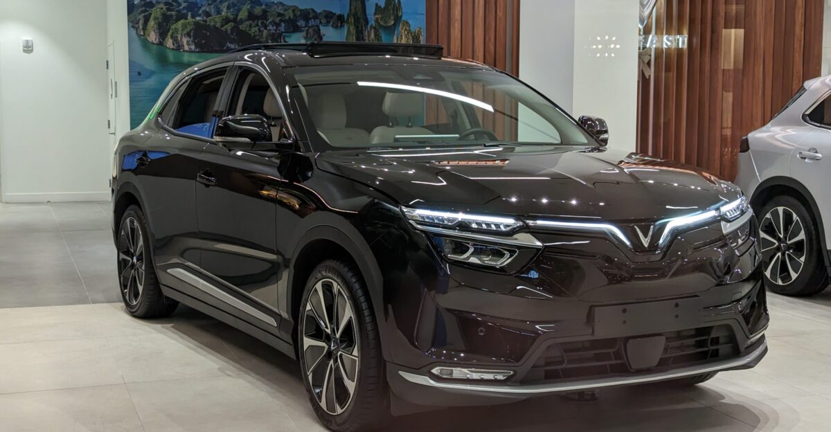 At the Vinfast dealership in the north block of the Hillsdale Shopping Center San Mateo California