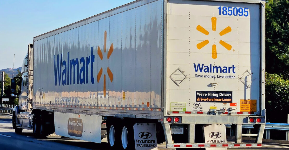 Walmart semi-trailer truck on Interstate 210 in Glendale California USA
