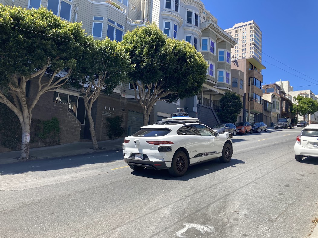 A Waymo autonomous vehicle driving in San Francisco California